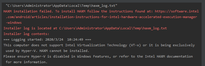 HAXM安装失败
